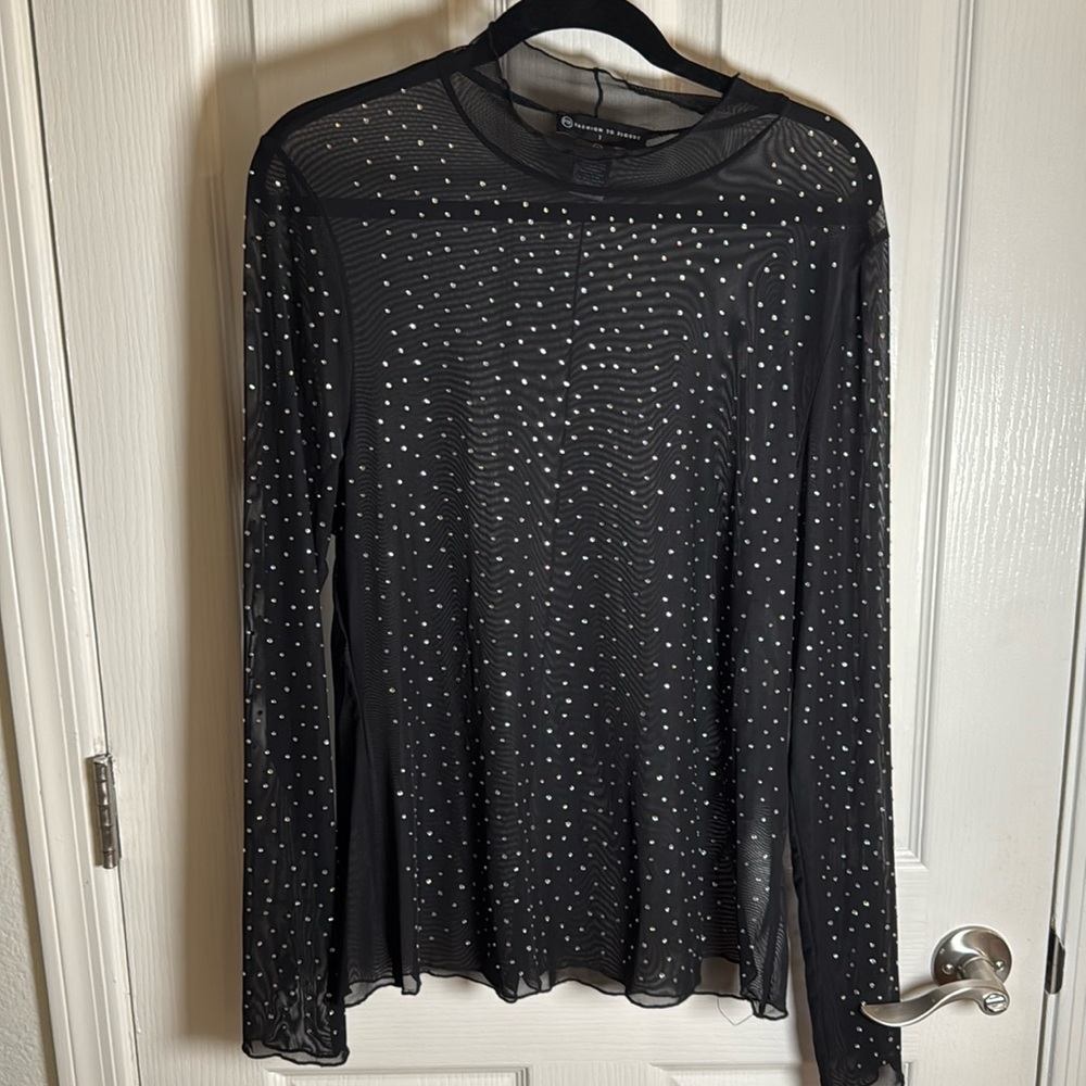 Mesh rhinestone top